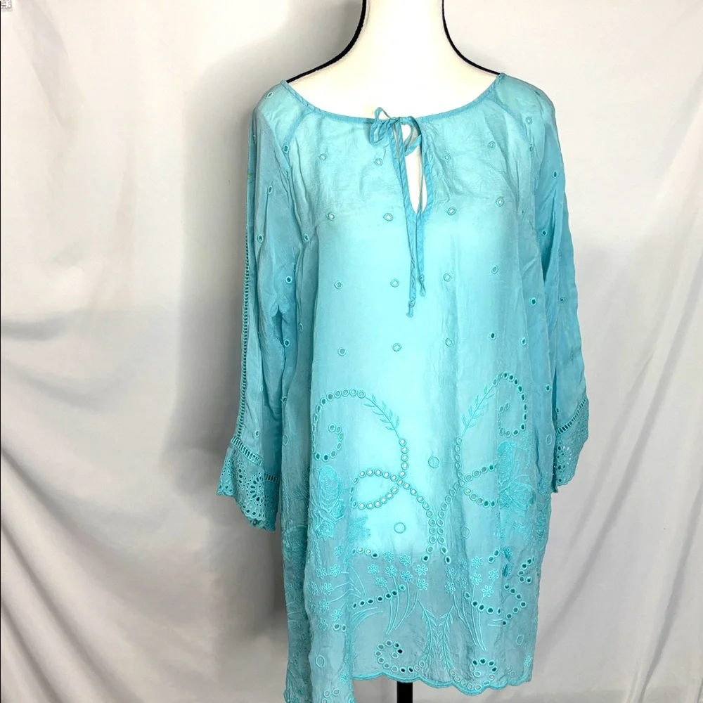 Johnny Was Natalie Tunic in Turquoise - Picture 3 of 9